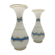 Pair of ancient opaline vases, flower decoration and blue and gold fillets - Circa 1900