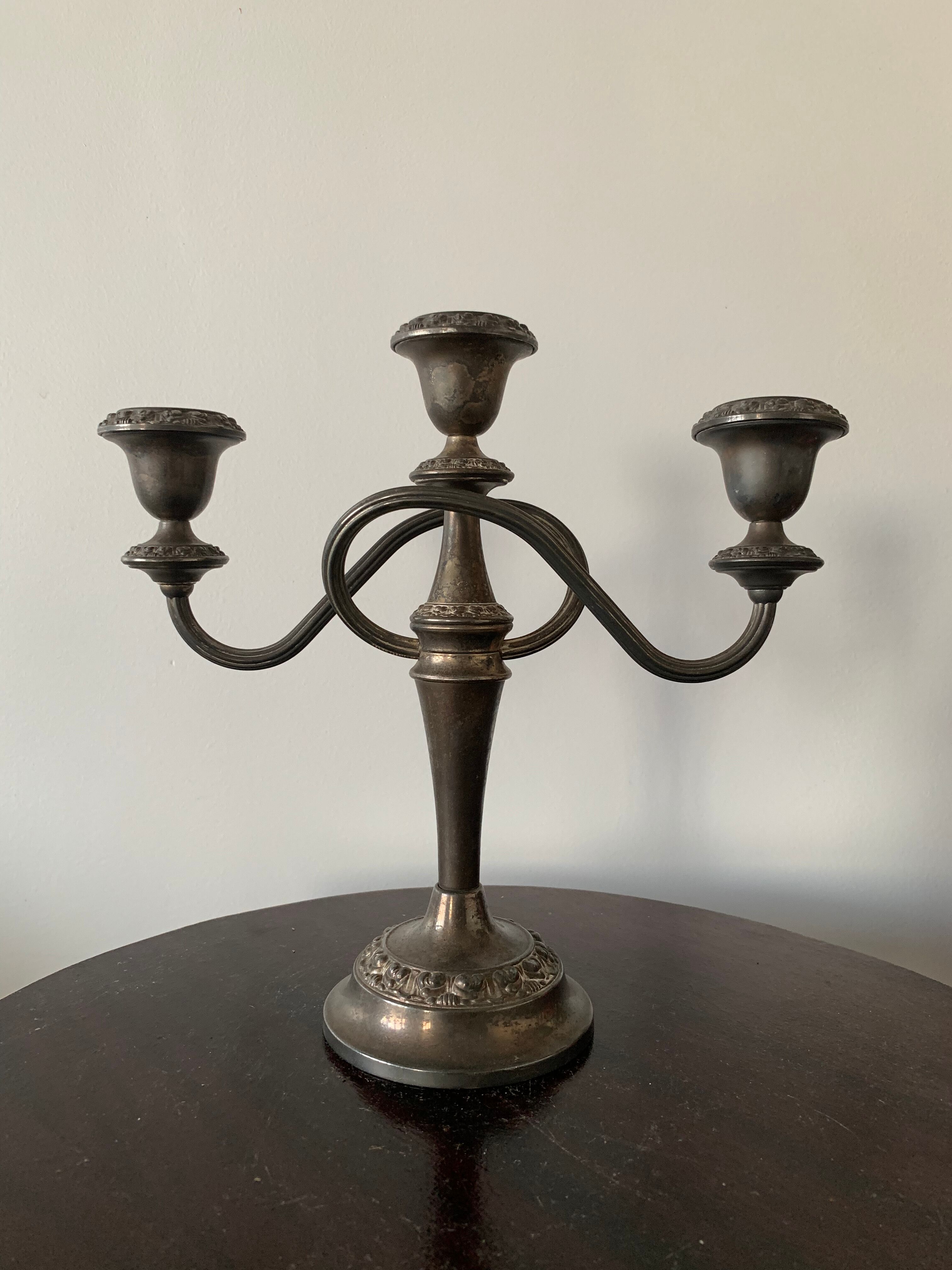Bougeoir, silver metal candelabra