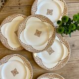 Set of 6 vintage flat ironstone plates, Andalous model from Longwy