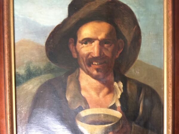 Mendiant espagnol au bol'' huile sur toile XIXe