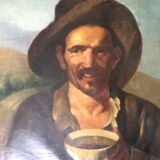 "Spanish beggar with bowl" oil on canvas 19th century
