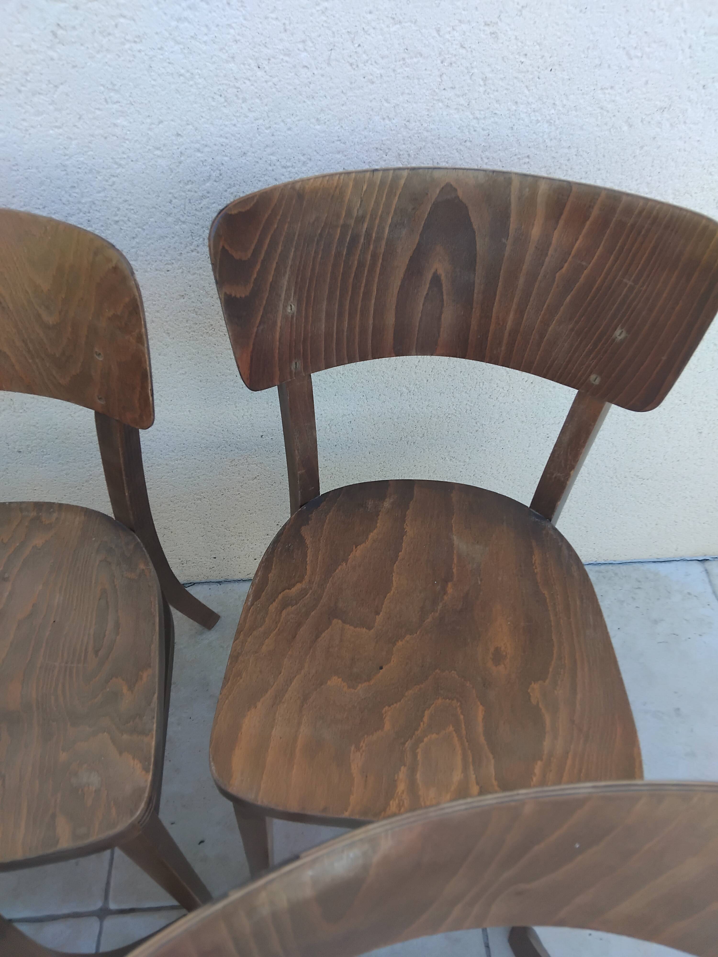 6 chaises bistrot thonet czechoslovakia vintage année 50