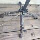 Antique double globe opaline floor lamp, wrought iron, rustic vintage style.