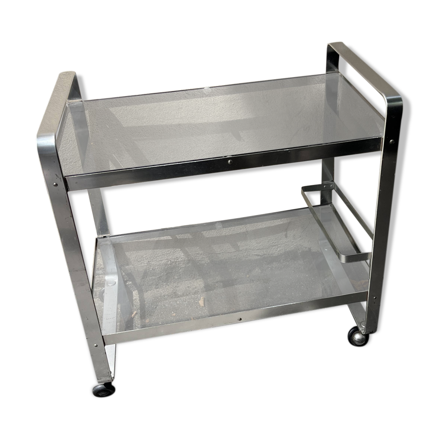 Vintage aluminum rolling trolley