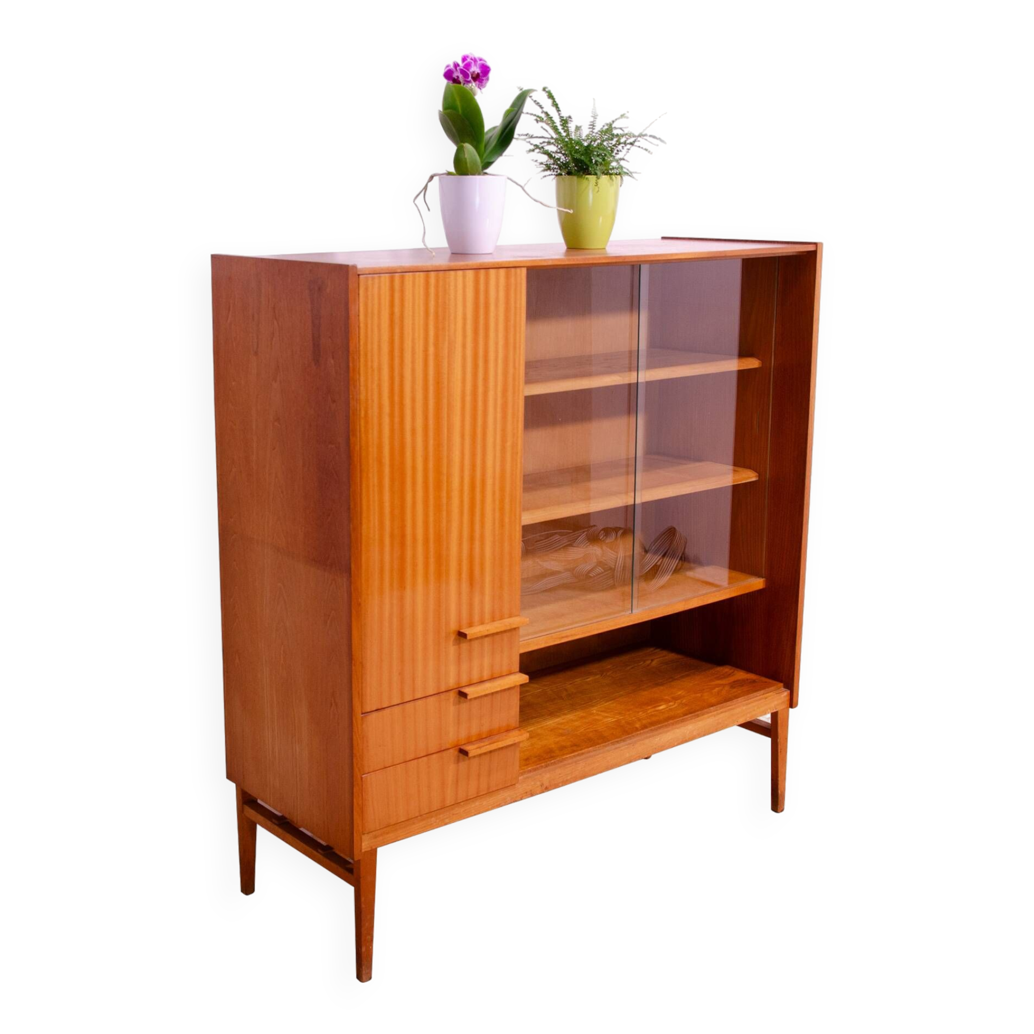 Midcentury glazed bookcase by František Mezulánik for UP Závody, 1960s