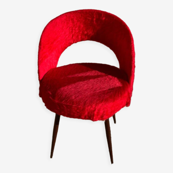 Chaise fourrure rouge 1950