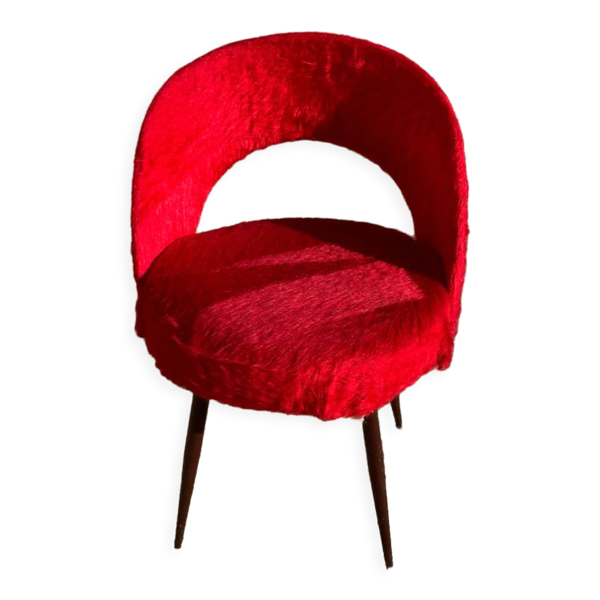 Chaise fourrure rouge 1950