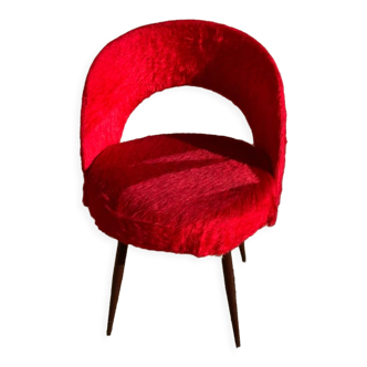 Chaise fourrure rouge 1950