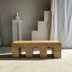 Solid monoxyl wood bench with carved 3-arch base - Natural wood color