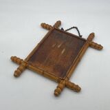 Vintage wooden bamboo style mirror