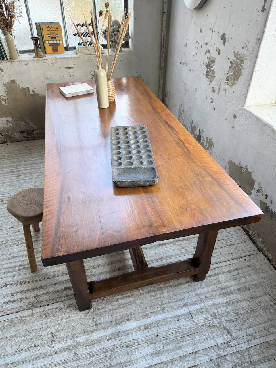 Rustic farmhouse table, solid oak, 2m