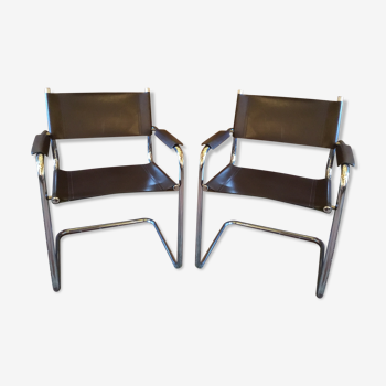 Fauteuils cuir et acier