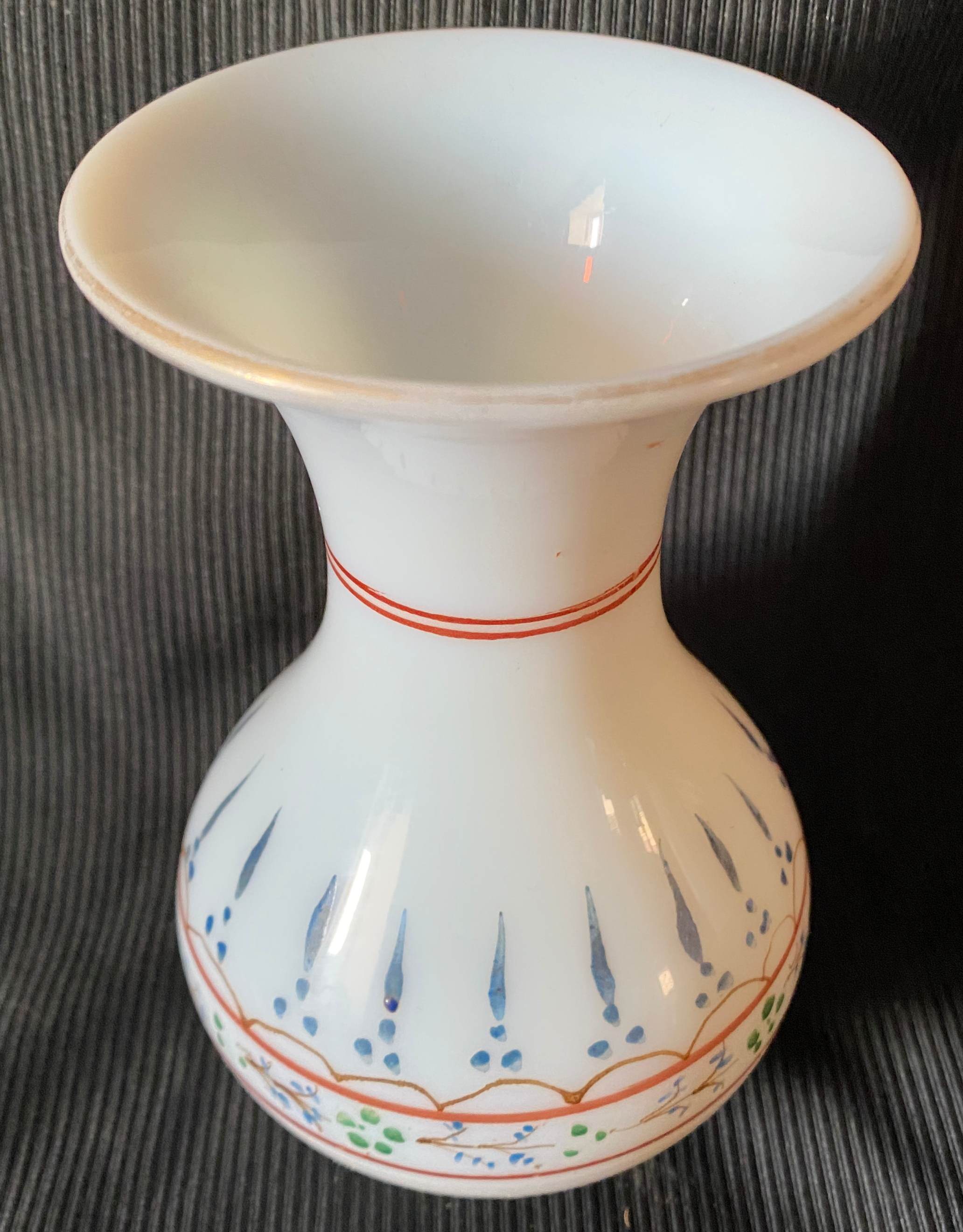 Baluster vase in opaline real enamelled decorations nineteenth century