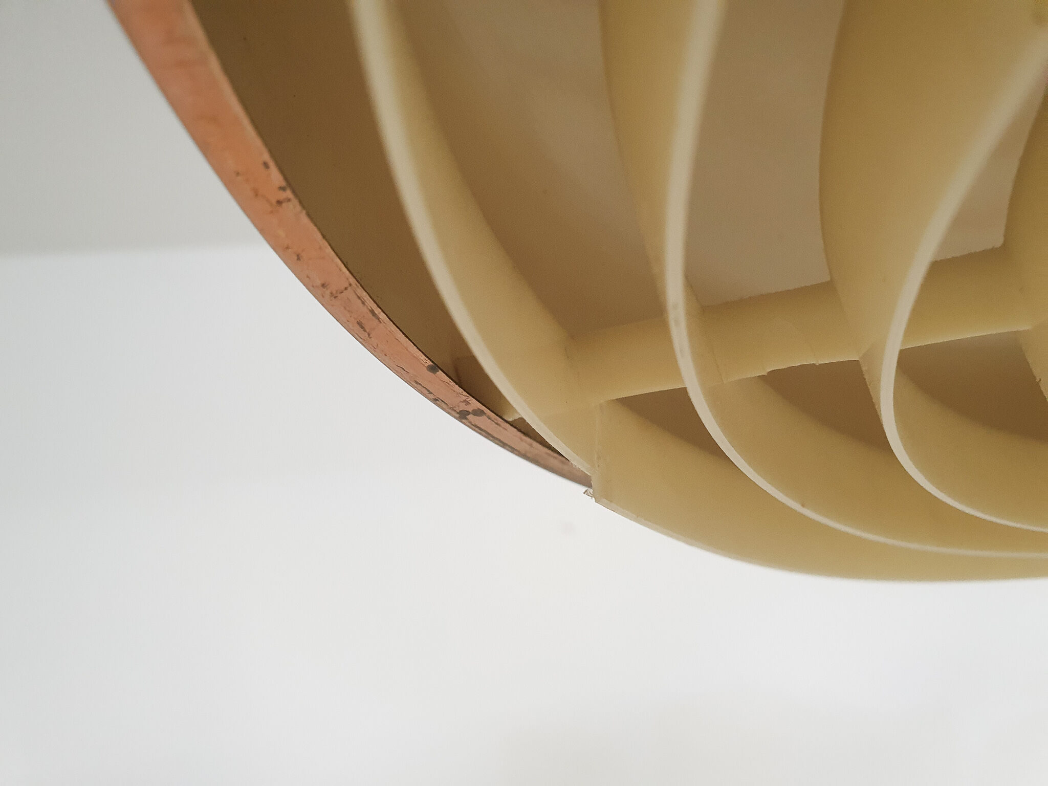 Sandinavian modern copper and wood pendant light, 1960's