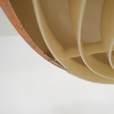 Sandinavian modern copper and wood pendant light, 1960's