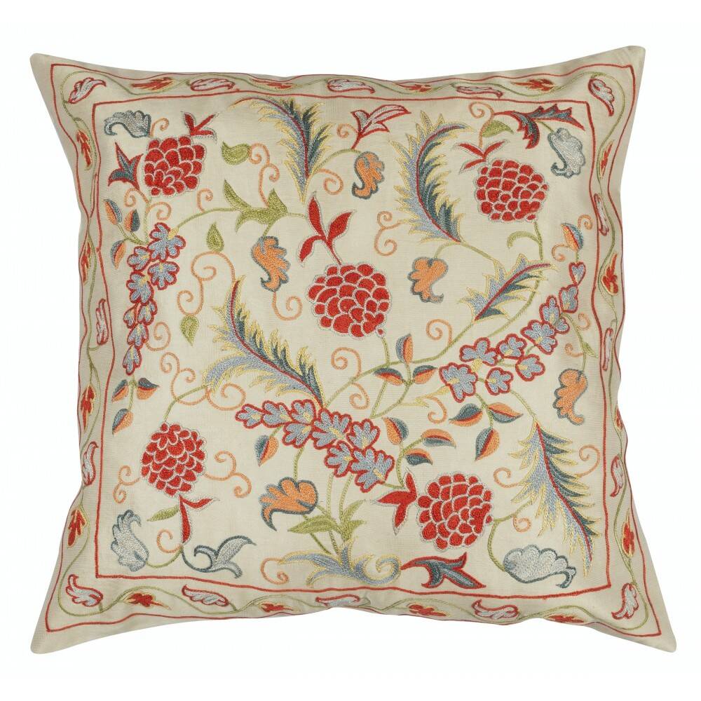 SET OF 2 - 100% Silk Accent Pillow Covers. Embroidered Cushions. Handmade Throw Pillows. Traditional Toss Pillows