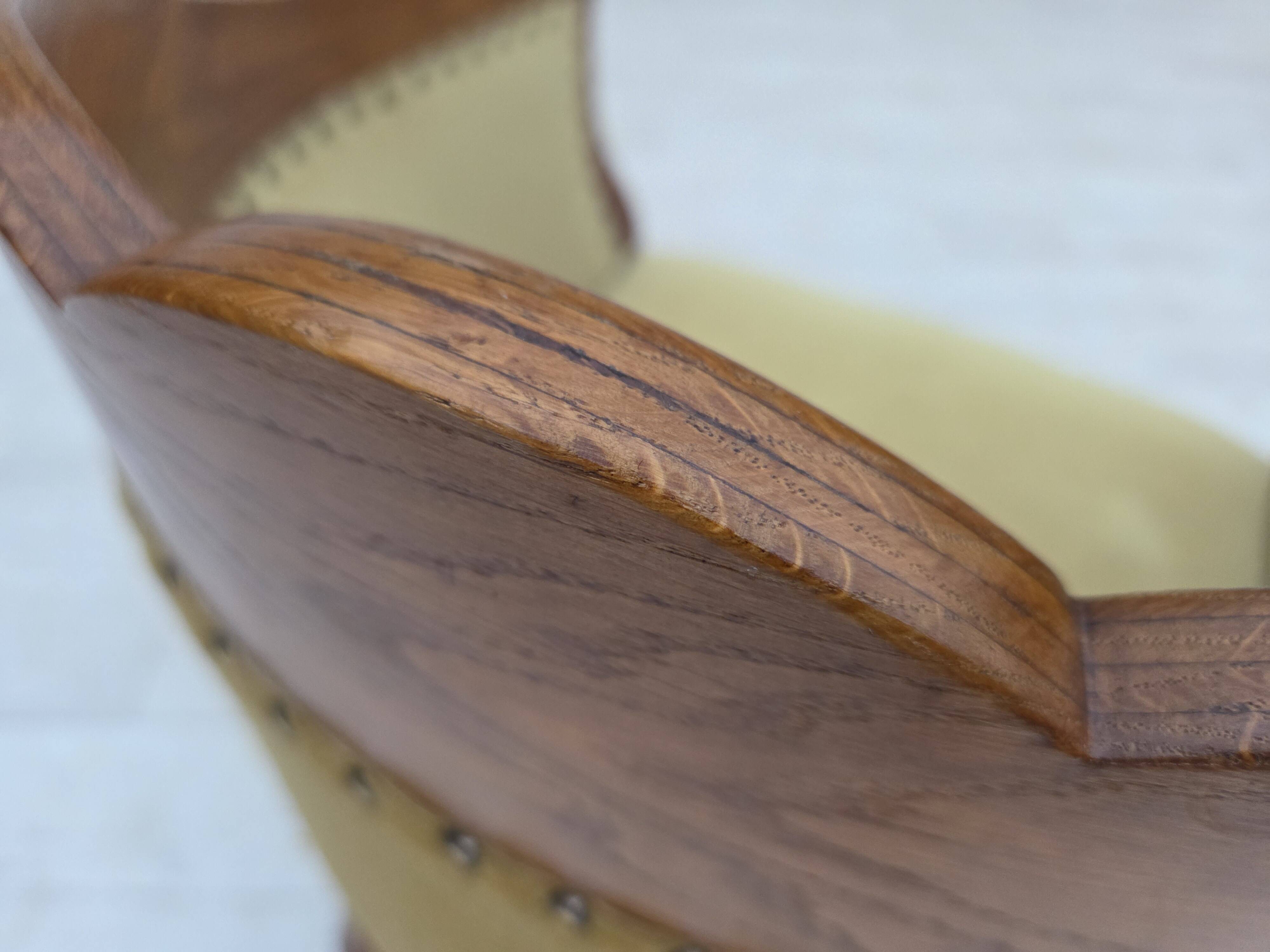 1960s, Danish side/children's armchair, light green furniture velour, oak w