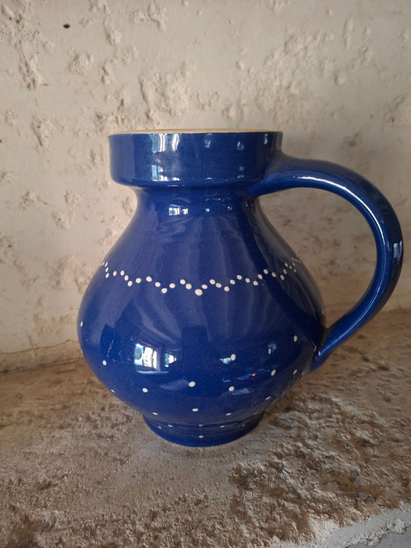 Pichet en ceramique bleue Topferei