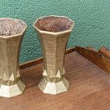 Pair of cast iron cone vases, art deco