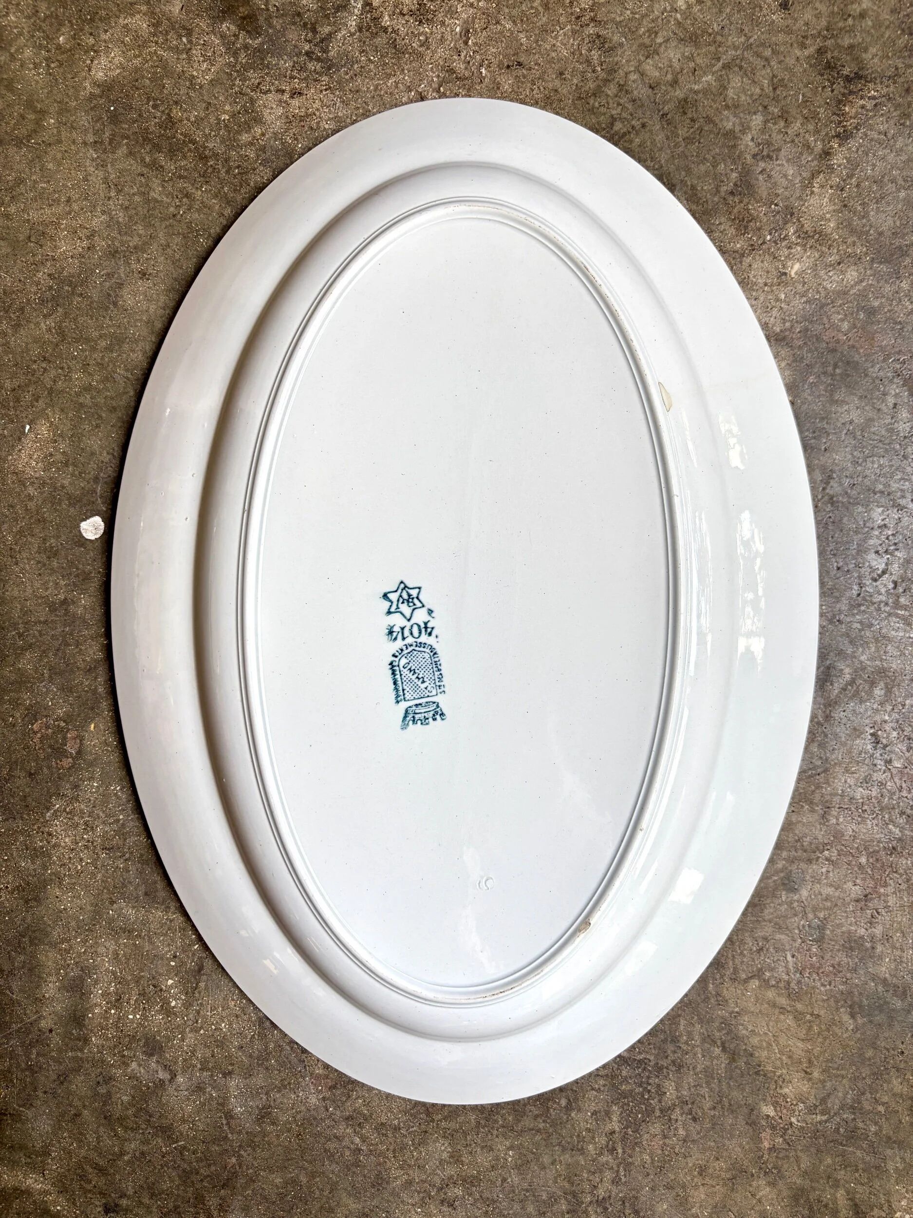 Large oval dish St Amand in blue ironstone