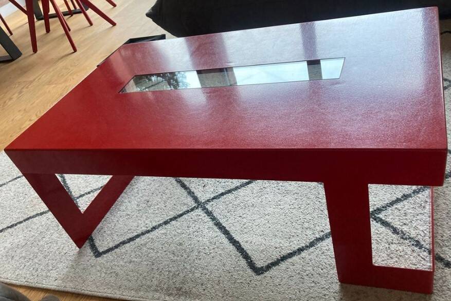 Red metal architect coffee table