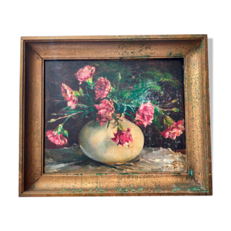 Nature morte aux fleurs tableau huile sur panneau Maurice Perrot 1892-1935