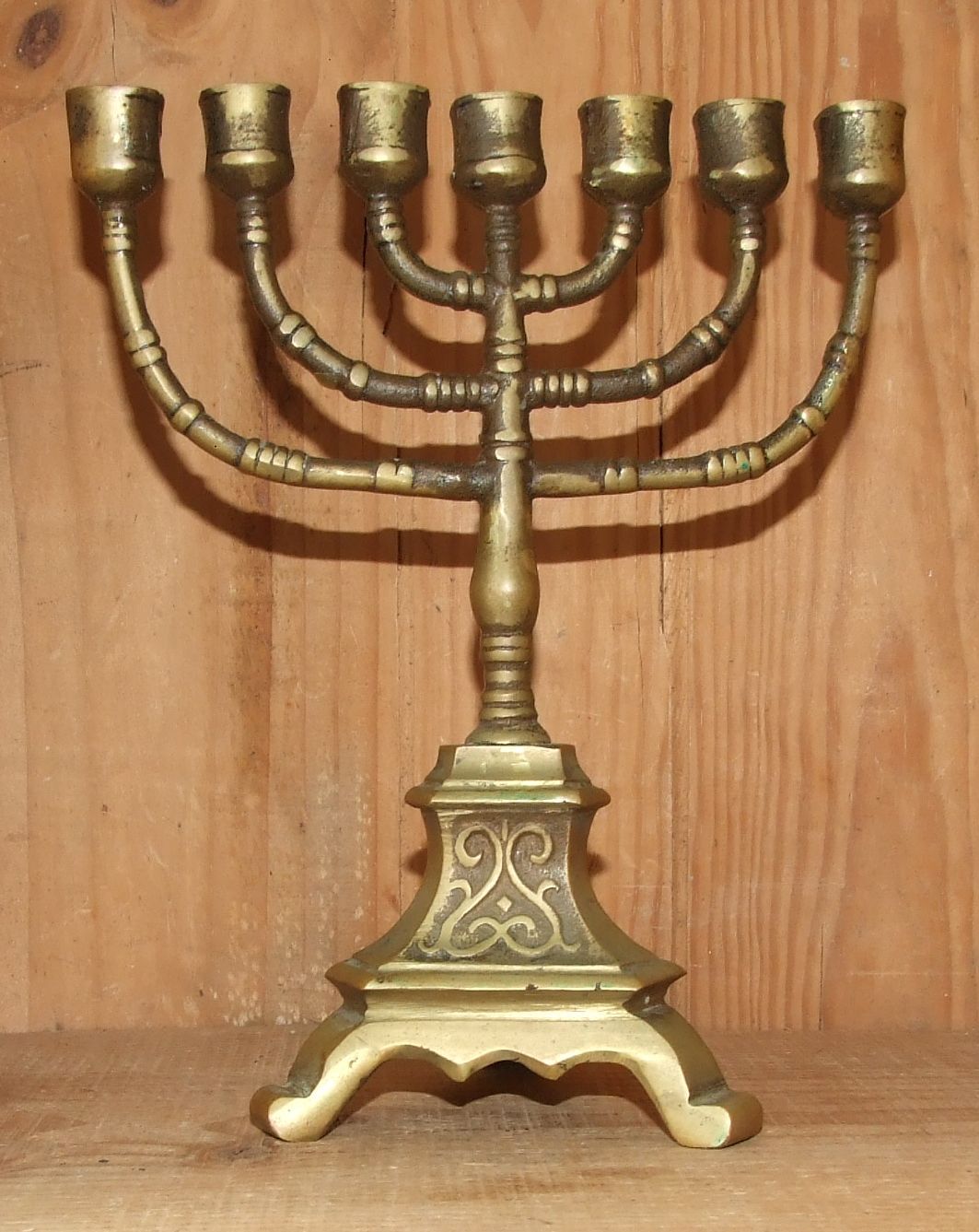 Ancient bronze menorah chandelier