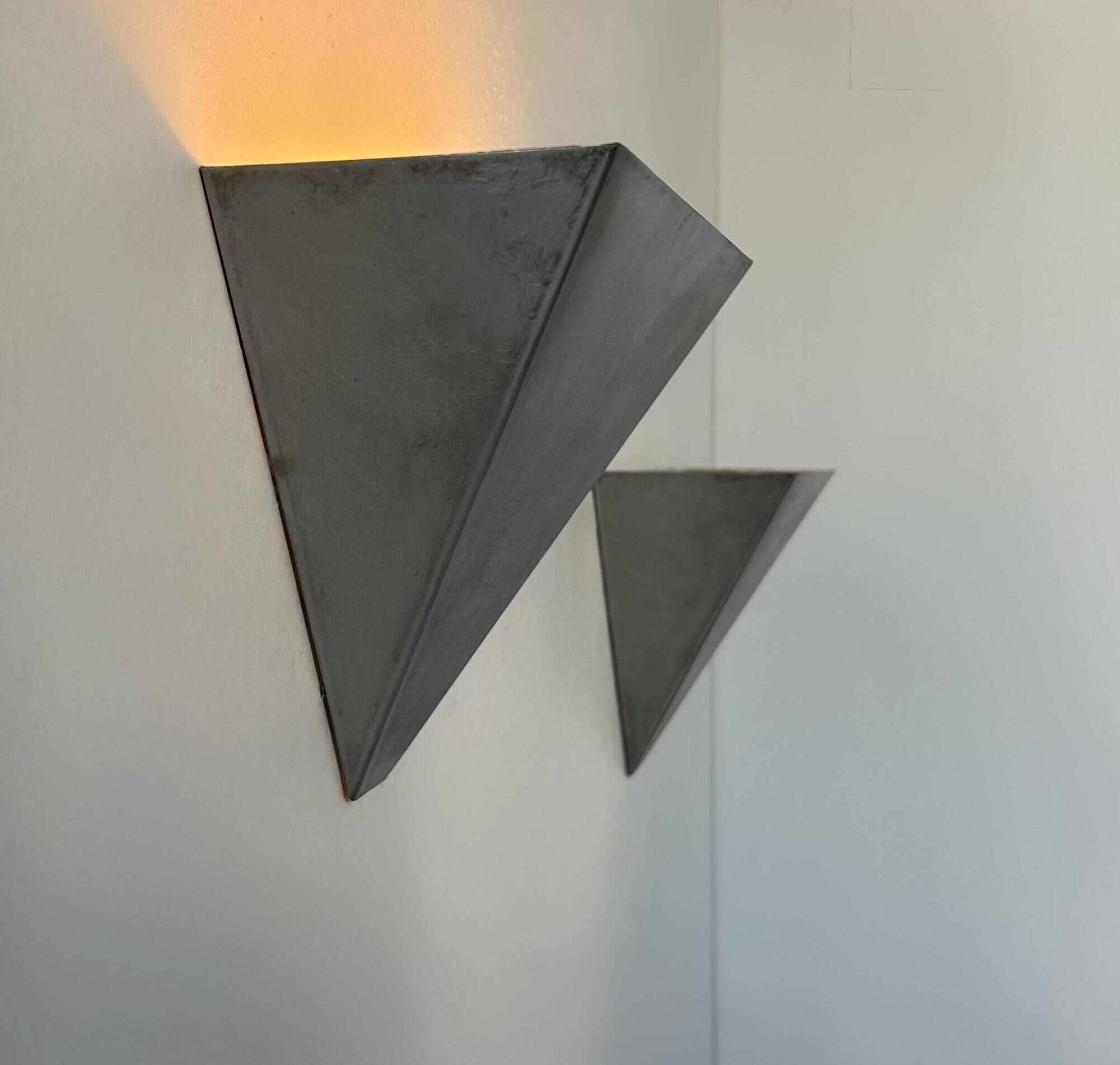 Pair of vintage wall lights, brushed metal, France 1970.