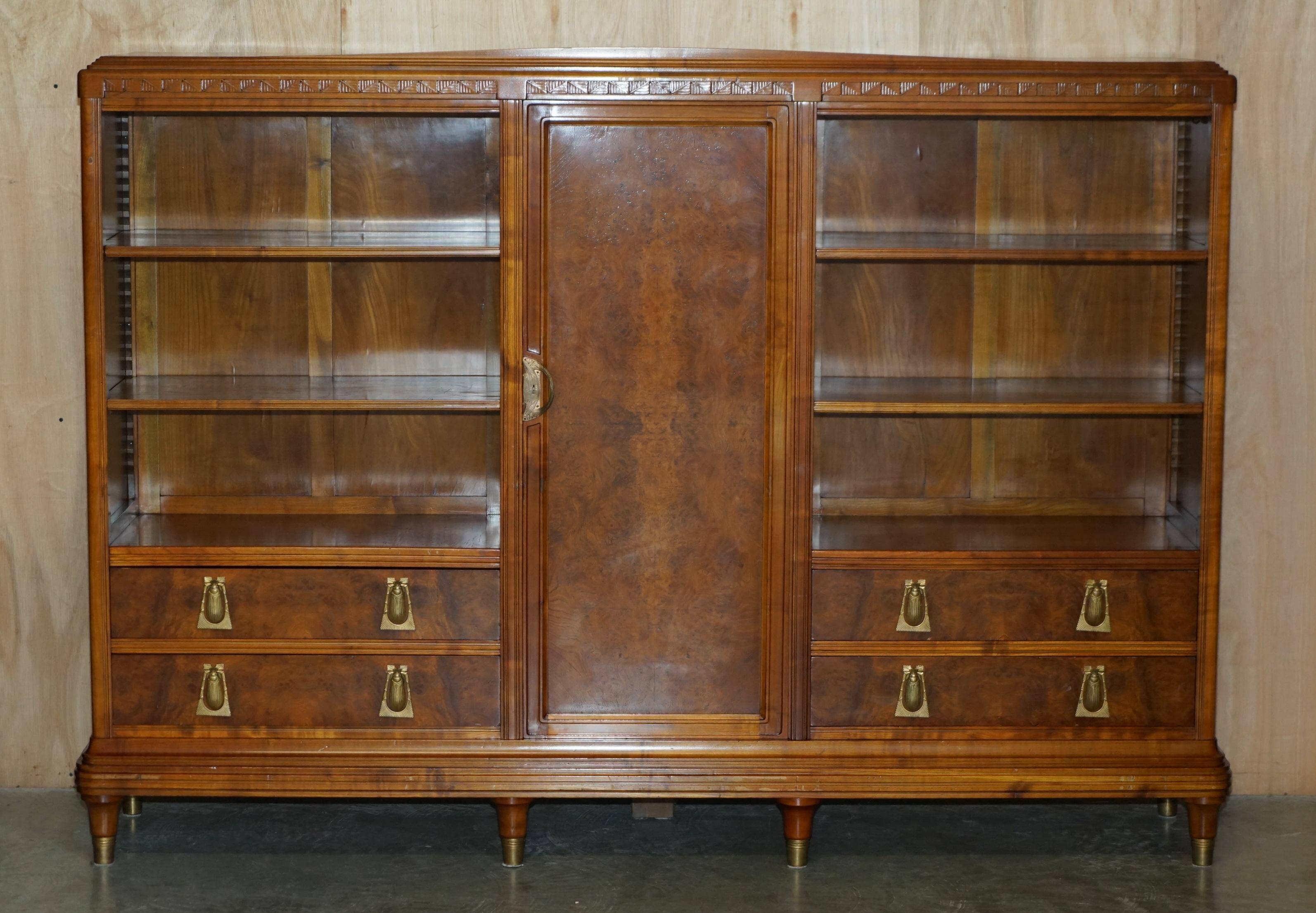 Art Nouveau library in burr walnut by Léon Jallot
