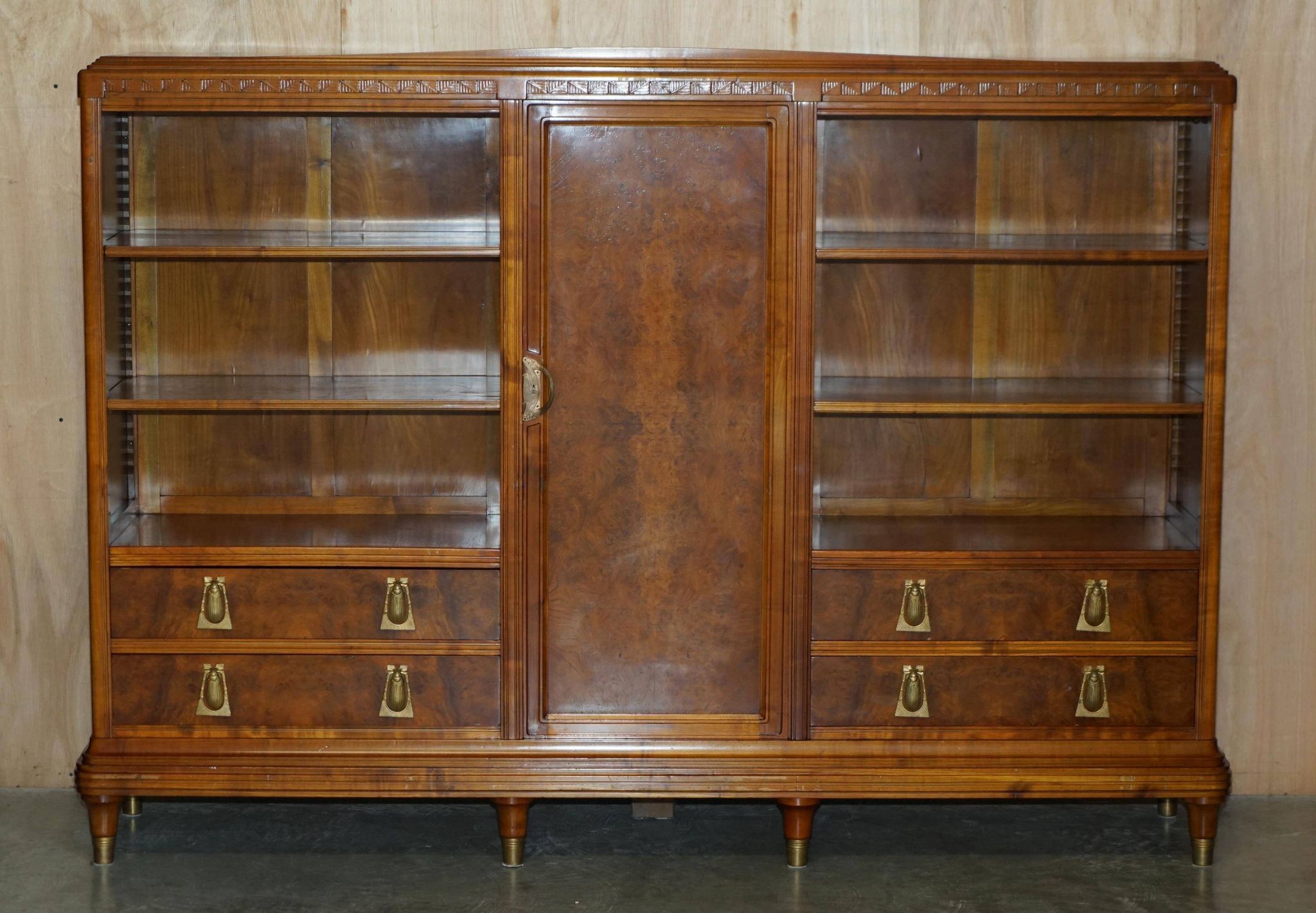 Art Nouveau library in burr walnut by Léon Jallot