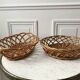 trio of woven rattan and bamboo baskets from the 60s and 70s