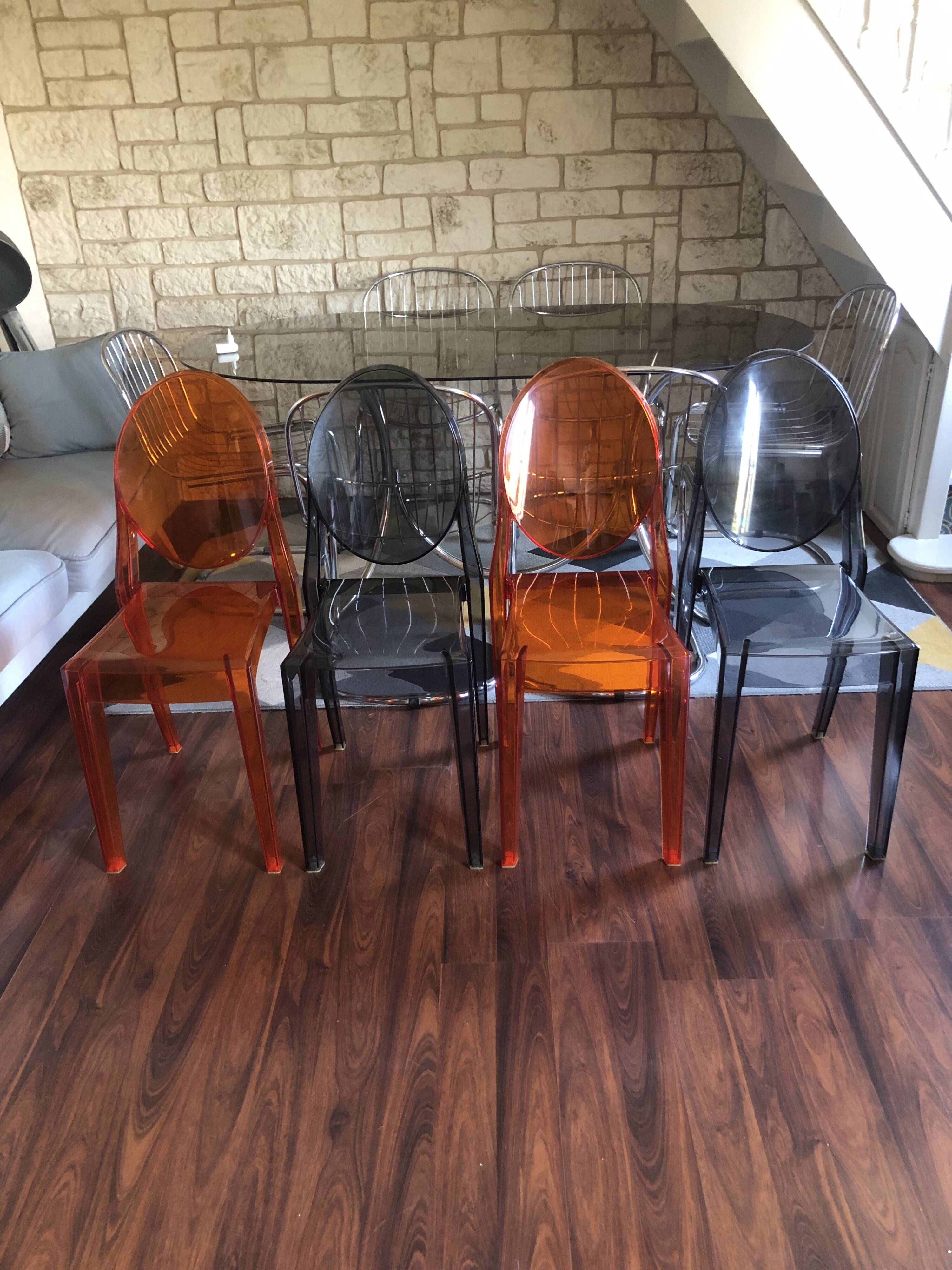 Lot of 4 Philippe Starck Victoria Ghost chairs.