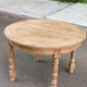 Extendable round farmhouse dining table renovated in raw oak 160cm 20th century