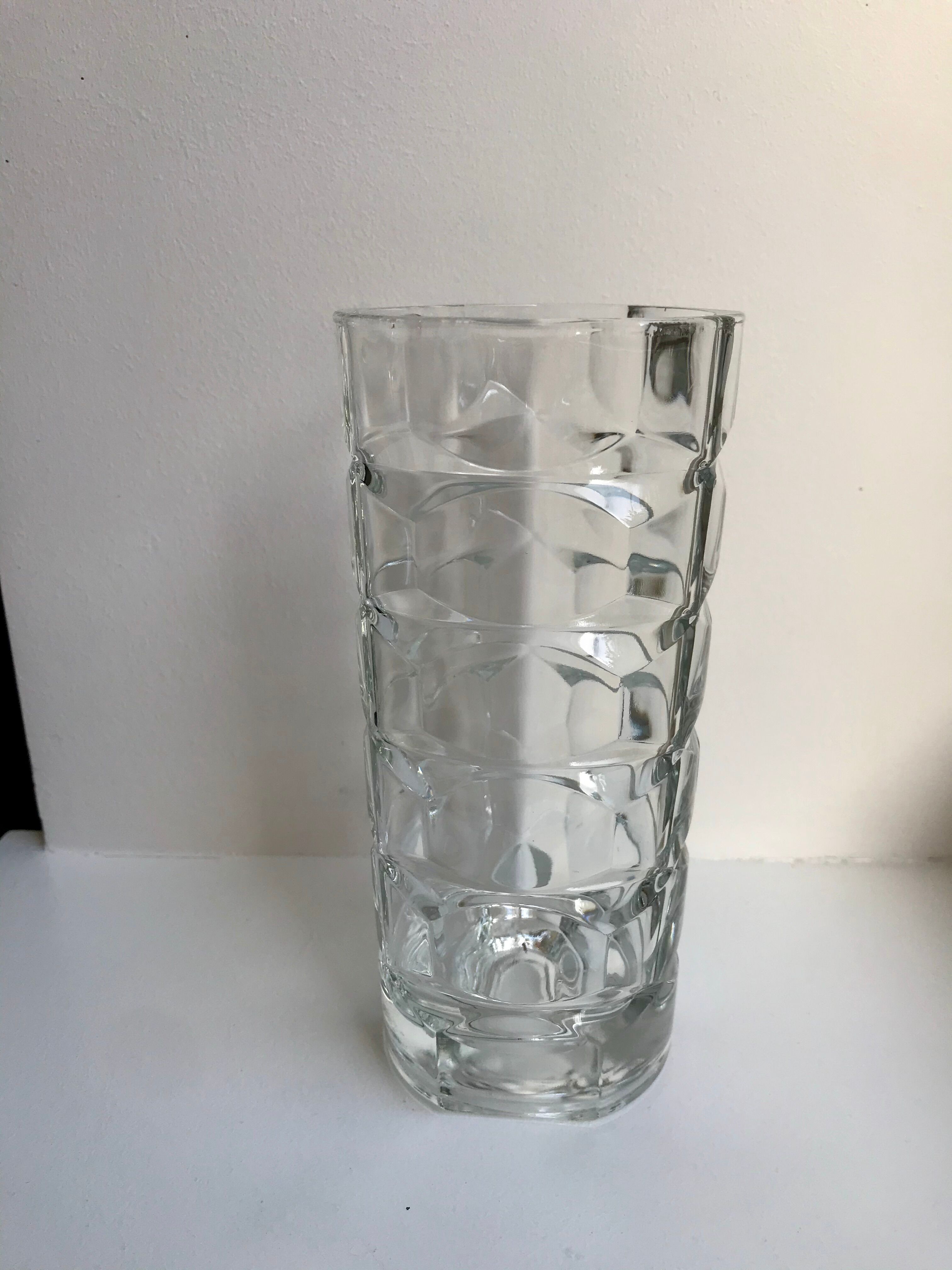 Art deco molded crystal glass vase