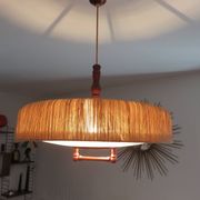 Suspension Temde en sisal et teck vers 1960