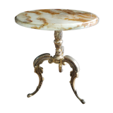 Marble and brass pedestal table
