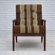 1970s, Danish armchair, teak wood, furniture wool fabric.