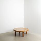 French Round Mid Century Wooden Coffee Sofa Table T02M Pierre Chapo, 1960s
