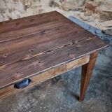 French antique table with drawer – Around 1920 – Pine top and legs.