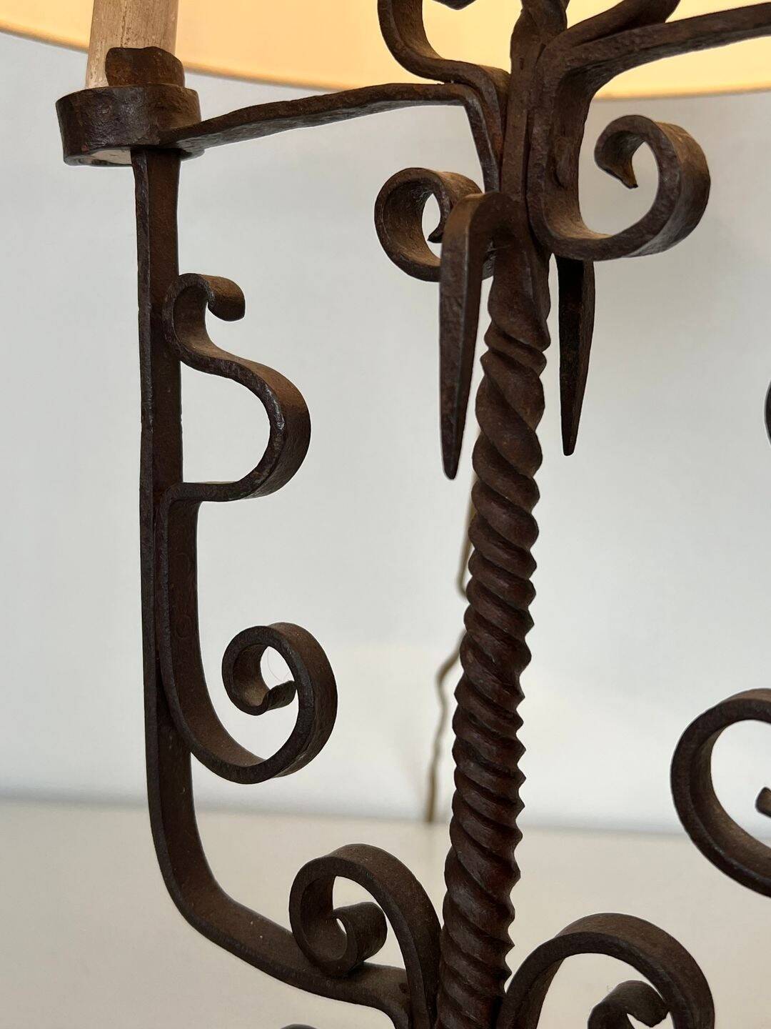 Wrought Iron Candelabrum with Six Lights, French Work, circa 1950