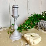 Shabby chic light gray patina candle holder lamp