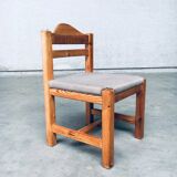 Brutalist Square Model Pine Dining Chairs, 1970s, Set of 6
