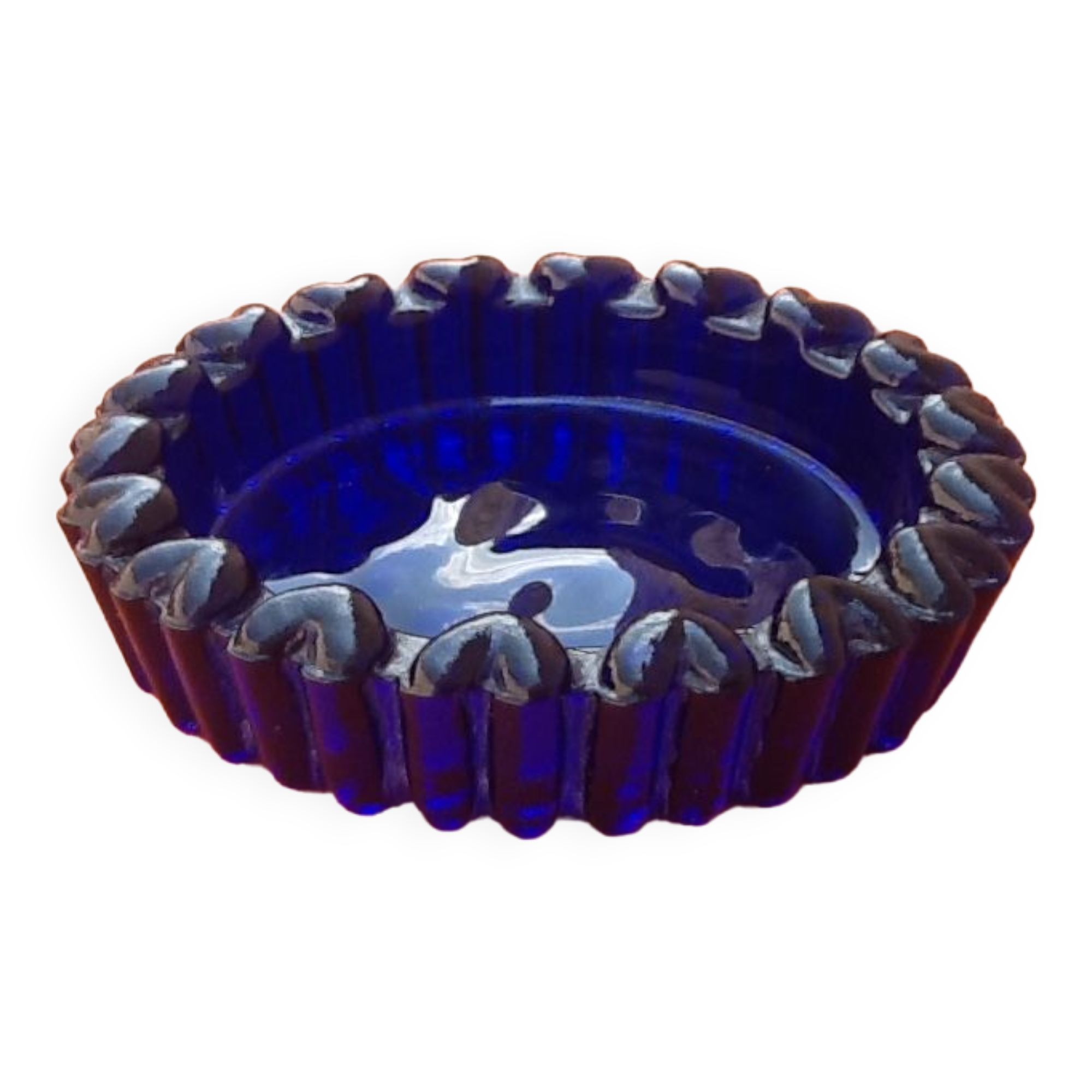1970s ashtray / empty pocket cobalt blue glass