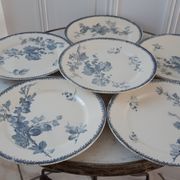 Set of 6 flat plates Terre de Fer U&C Sarreguemines model "Groseilles" late nineteenth