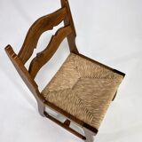 Set of 6 1950s chairs in wood and straw