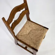 Set of 6 1950s chairs in wood and straw