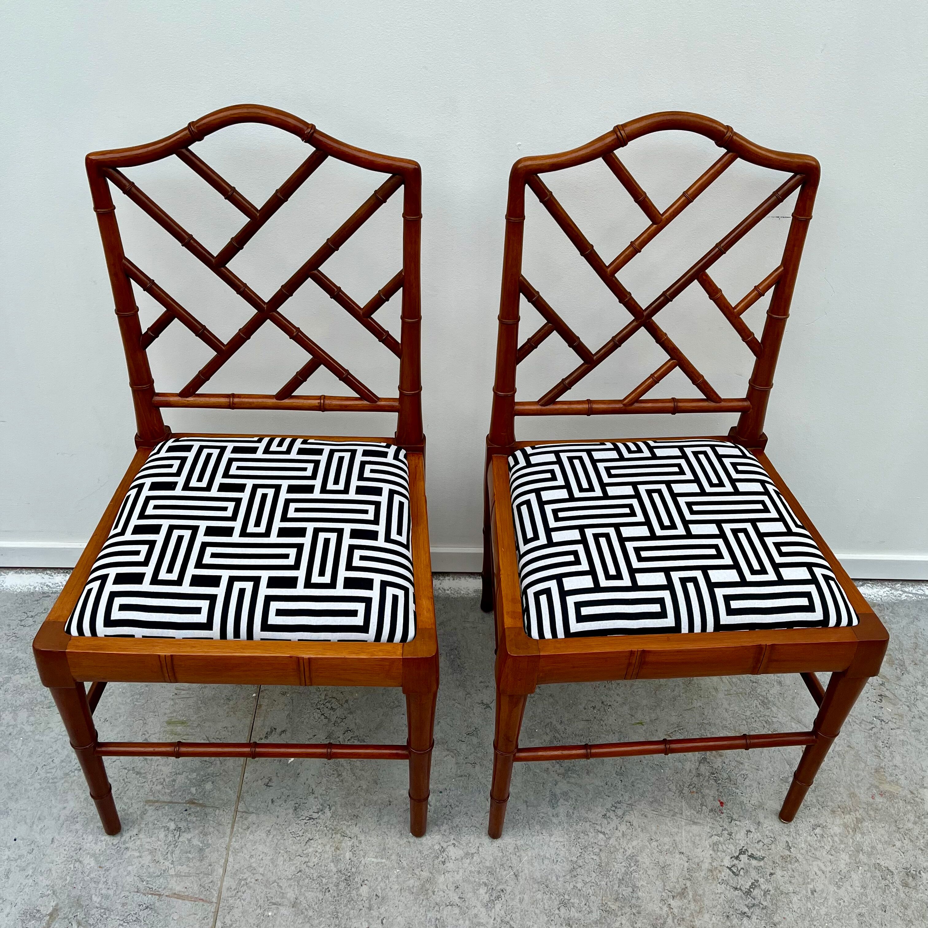 Set of two refurbished Faux Bamboo Chippendale Chairs
