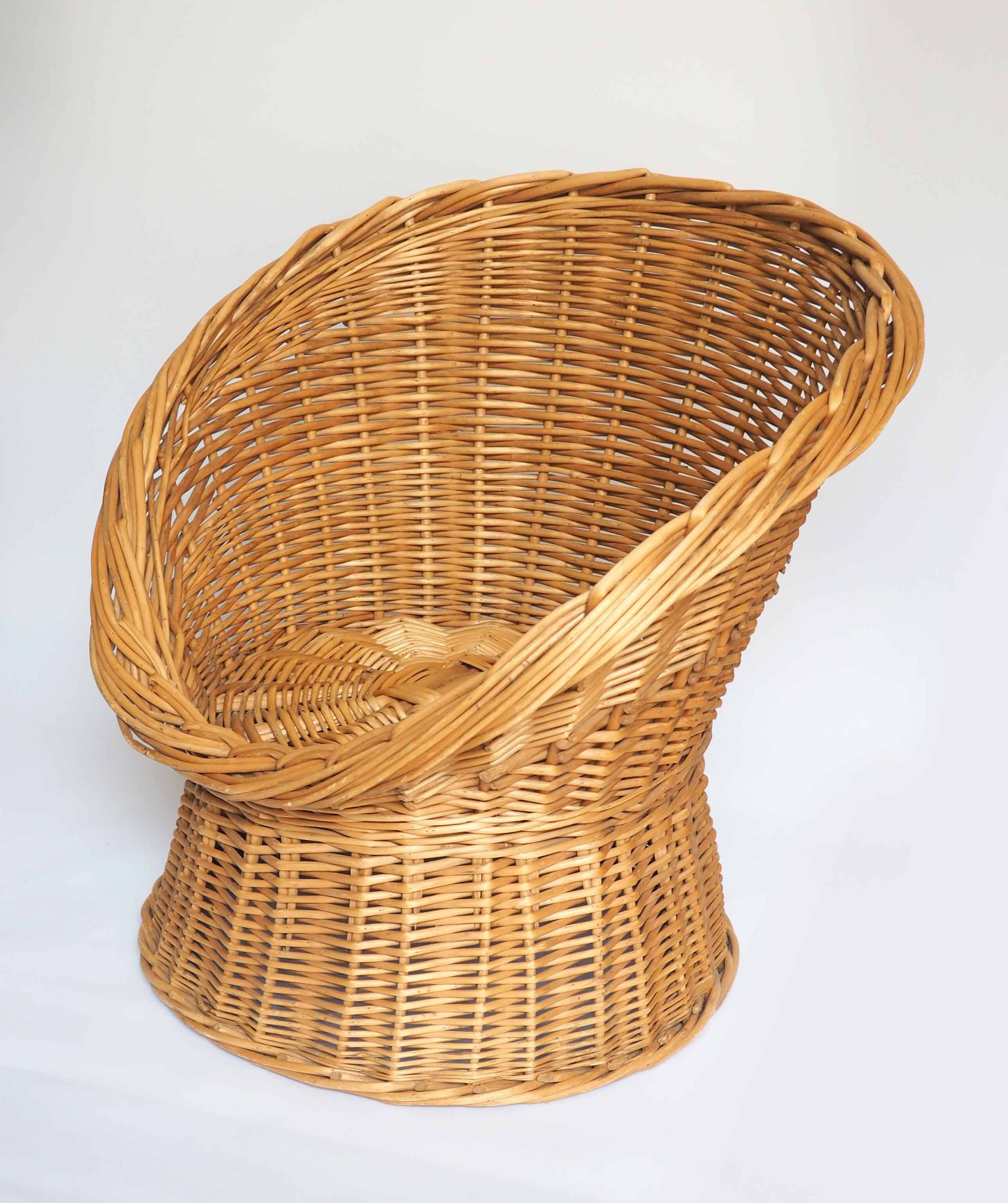 Children's rattan basket armchair