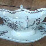 Ancien Plat Ancienne Saucière Terre De Fer HB & Cie/Art De La Table /Sépia