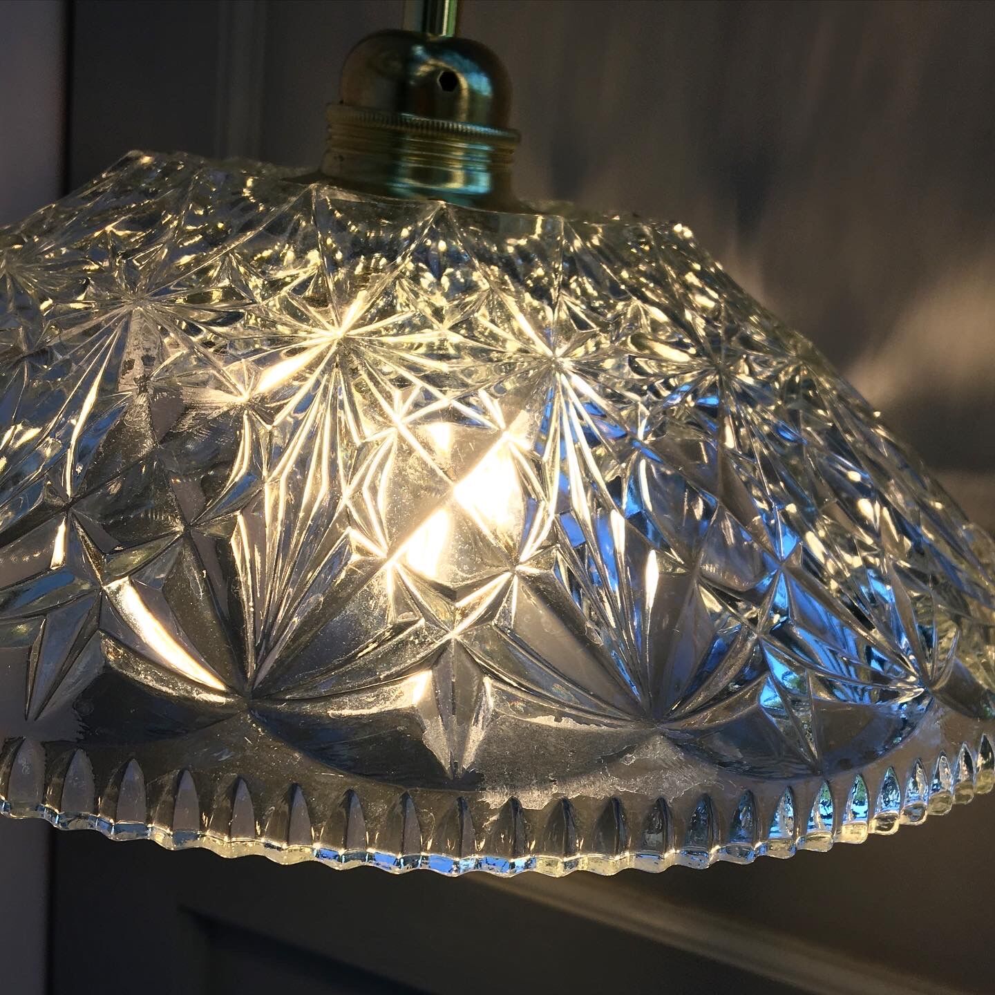 Vintage fruit cut hanging in moulded glass